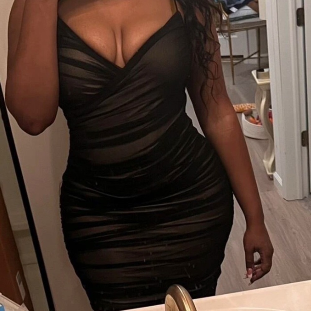 Split hem mesh dress